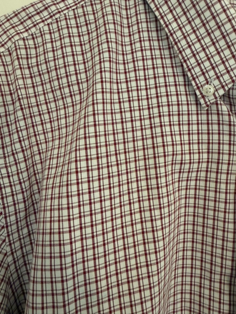 Lands End Supima Men’s button-down shirt Red and white tattersall check Size Xl - Picture 5 of 6